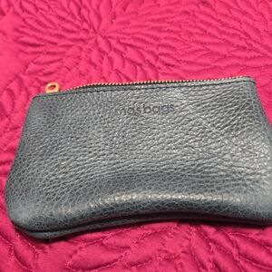 Mossbags Blue Leather Pouch. Measures 6".